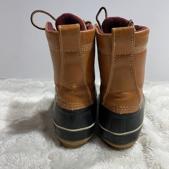 Aldo Men's Black & Brown Lace Up Outdoor Mid-Calf Waterproof Duck Boot Size US 6 - Picture 4 of 8